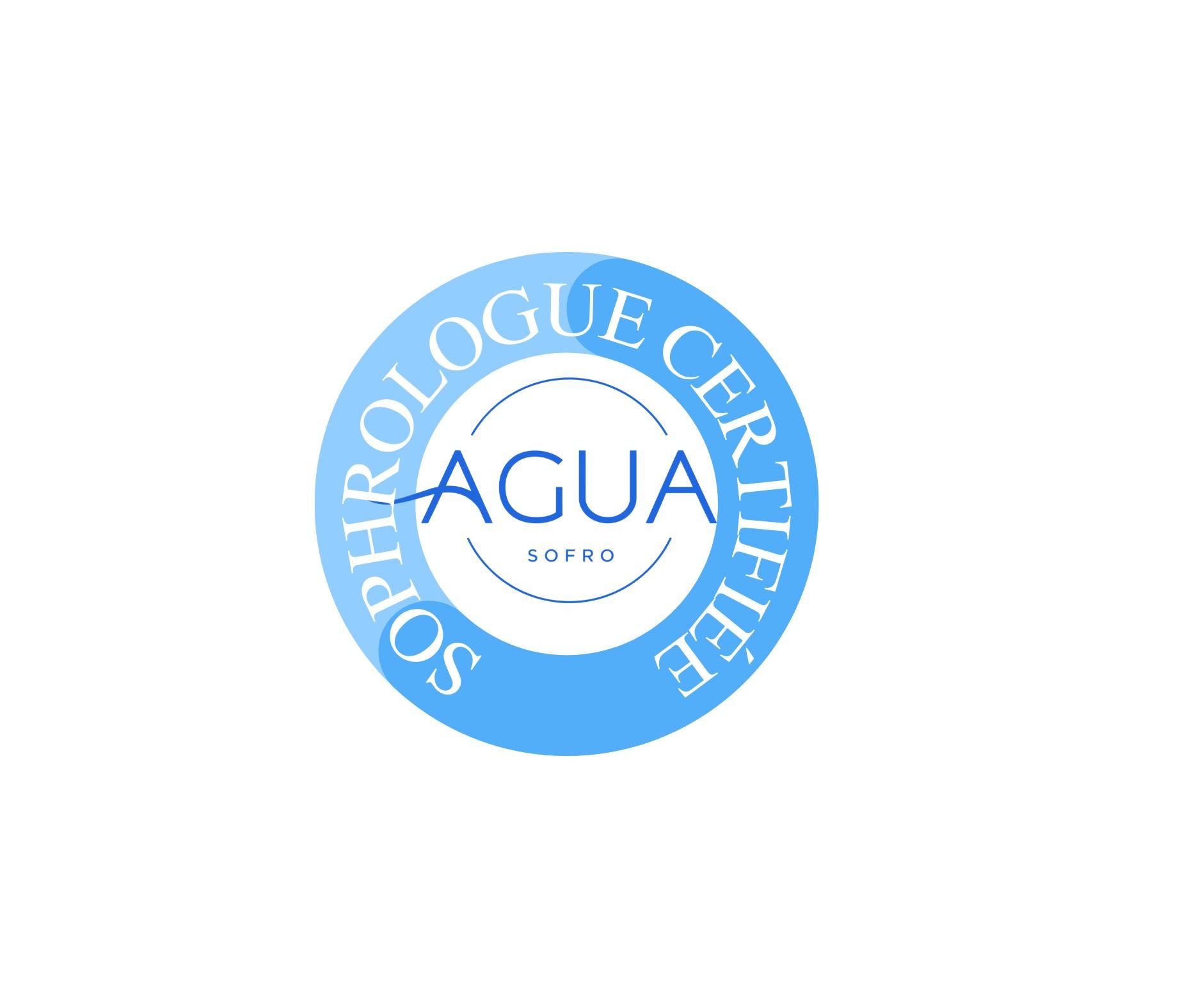 Logo Aguasofro avec cercle bleu dégradé, symbole de sophrologie aquatique et bien-être dans l'eau à Bastia