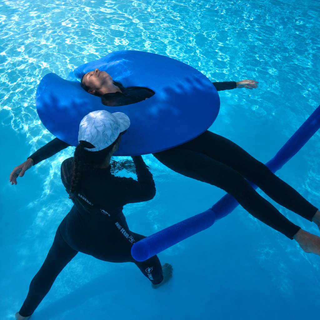 séance de sophrologie dans l'eau et massage aquatique dans une piscine chez un particulier a bastia en corse